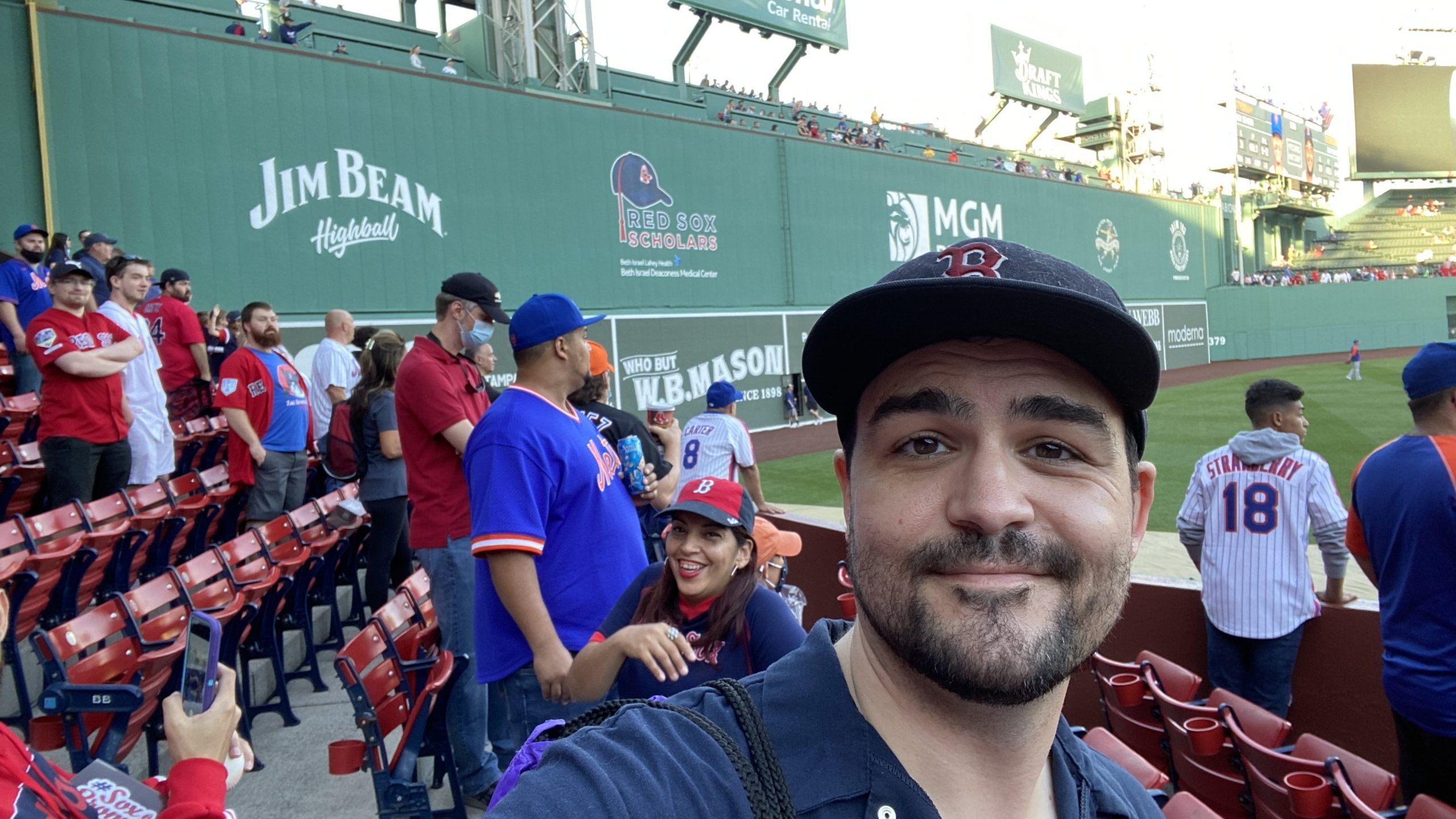 Gregory Crafts, playwright behind Pink Hat Blues and The Boys of Spring and Fall in the stands in front of the Legendary Green Monster at Fenway Park in Boston, MA on September 22nd, 2021