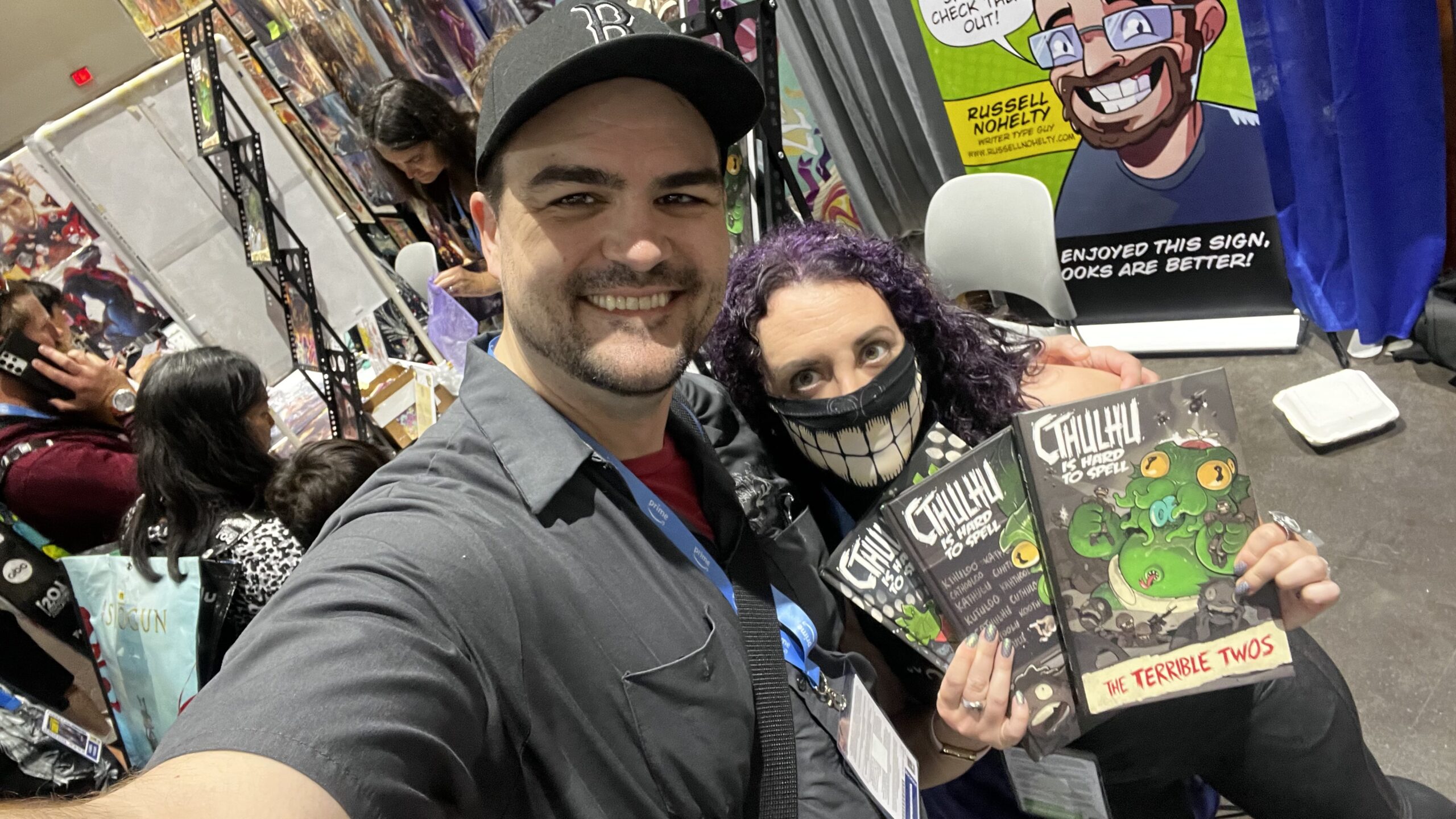 Gregory Crafts and author/novelist Brandie June at the 2023 San Diego Comic Con celebrating the release of "Cthulhu is Hard to Spell" at the Wannabe Press booth.