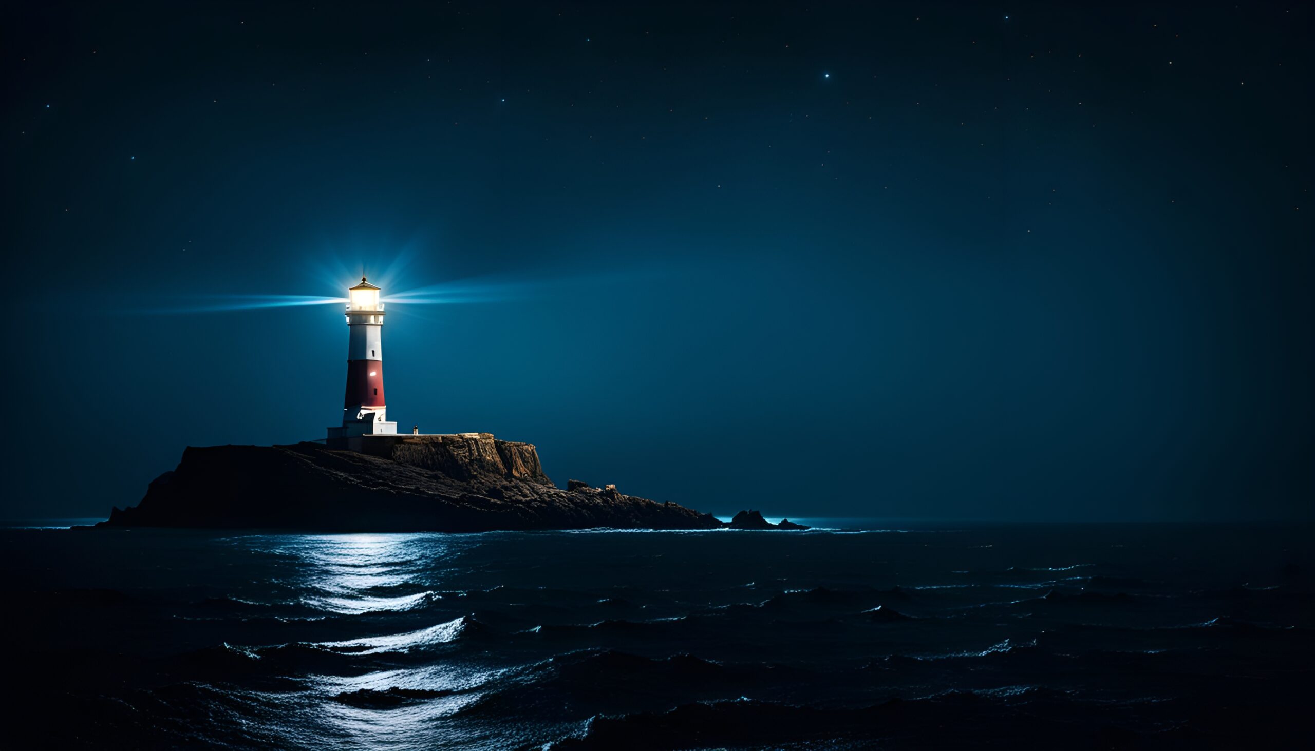 My lighthouse at the end of the world. Image generated by NightCafe
