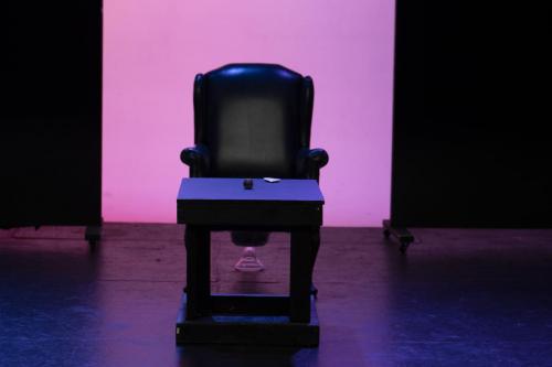 Setting the scene for "LVL 1 GYGAX” AND “OF BRANCH, OF BEAST, OF BEATNIK" by Dan Lovato, presented at studio/stage as part of the 2022 Hollywood Fringe Festival. Lighting Design by Gregory Crafts. Photos by Rich Clark